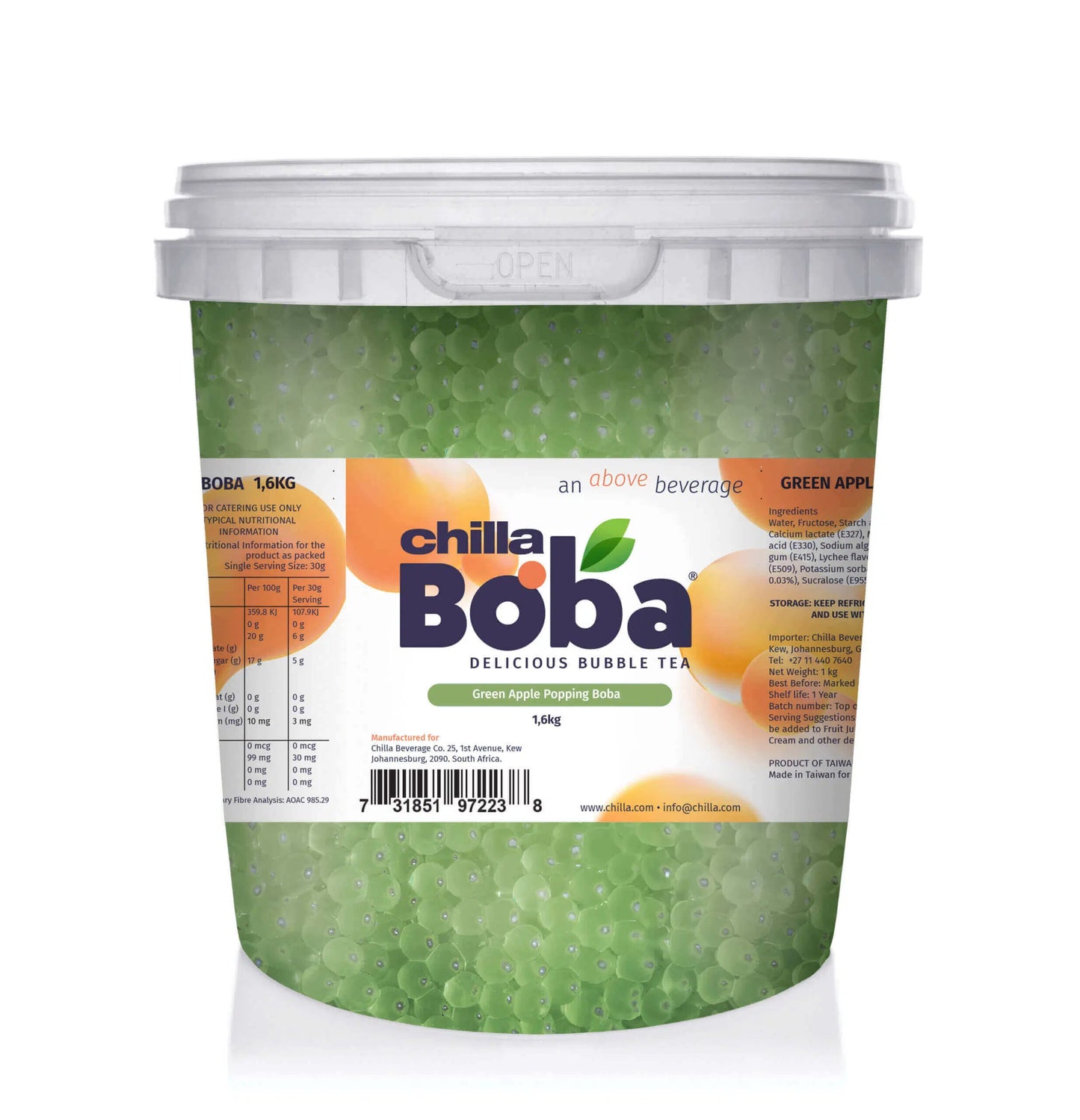 Green Apple Bubble Tea/ Popping Boba Tea