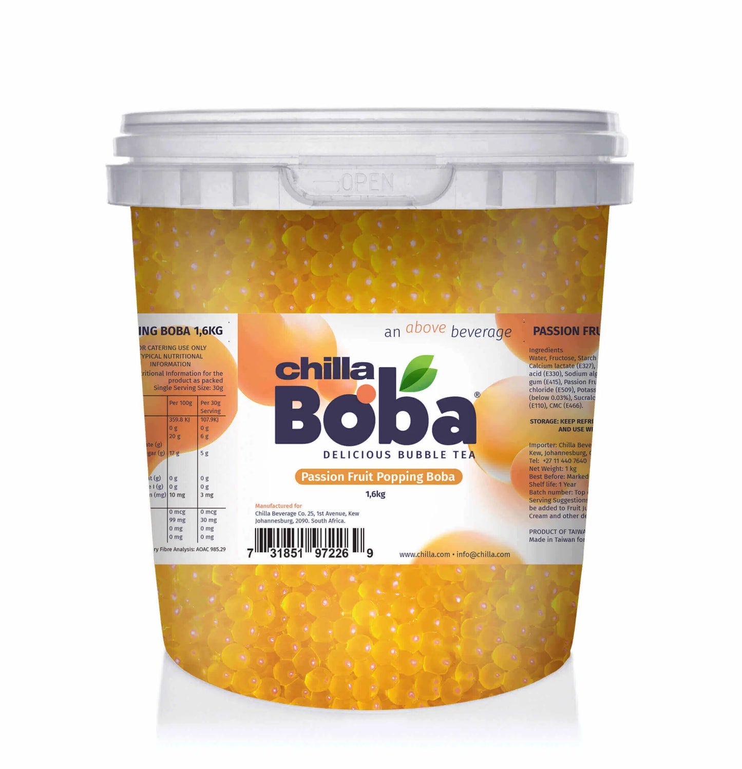 Passionfruit Bubble Tea/ Popping Boba Tea