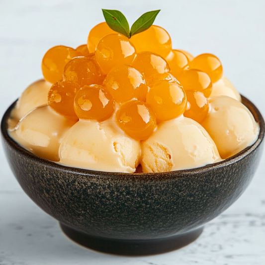 Passionfruit Bubble Tea/ Popping Boba Tea