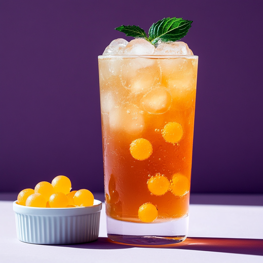 Passionfruit Bubble Tea/ Popping Boba Tea