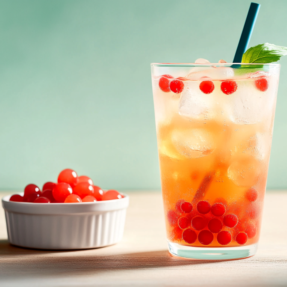Strawberry Bubble Tea/ Popping Boba Tea - Wholesale