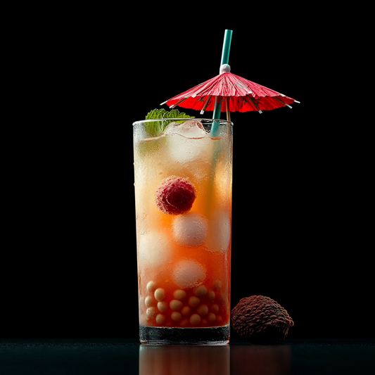 Litchi Bubble Tea/ Popping Boba Tea